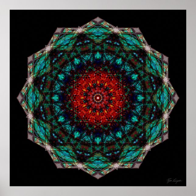 Intricate Red Turcos Geometric Mandala Art Poster (Framsidan)