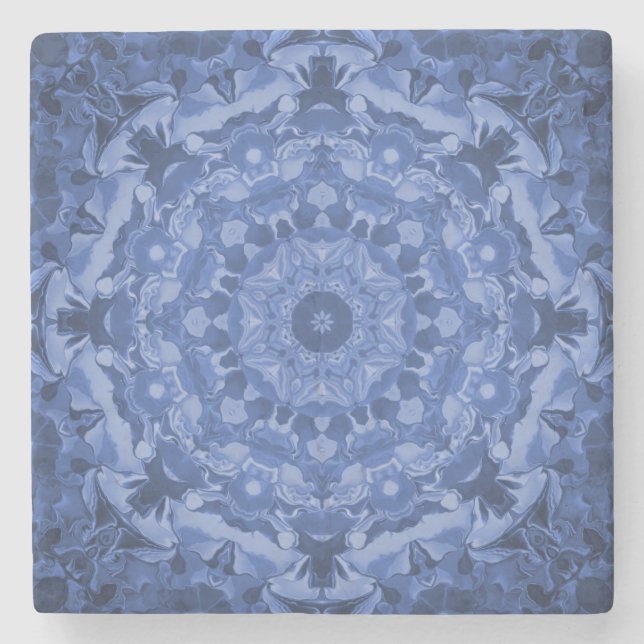 Intricate Royal Blue Kaleidoscope Underlägg Sten (Framsidan)