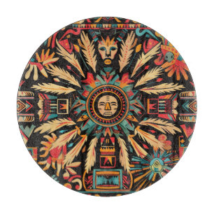 Intricate Sapphire ’Aztec Dream’ Glass Chopping Bo
