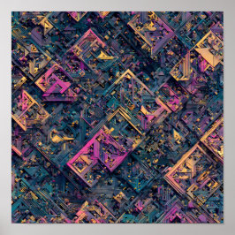 Intricate Seamless Detail: Micro-Fractal Circuit Poster
