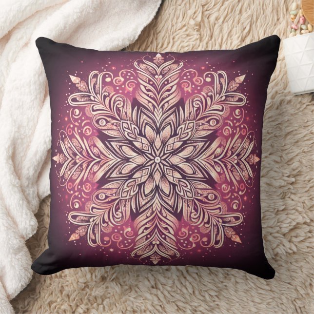Intricate Snowflake Design Kudde (Filt)
