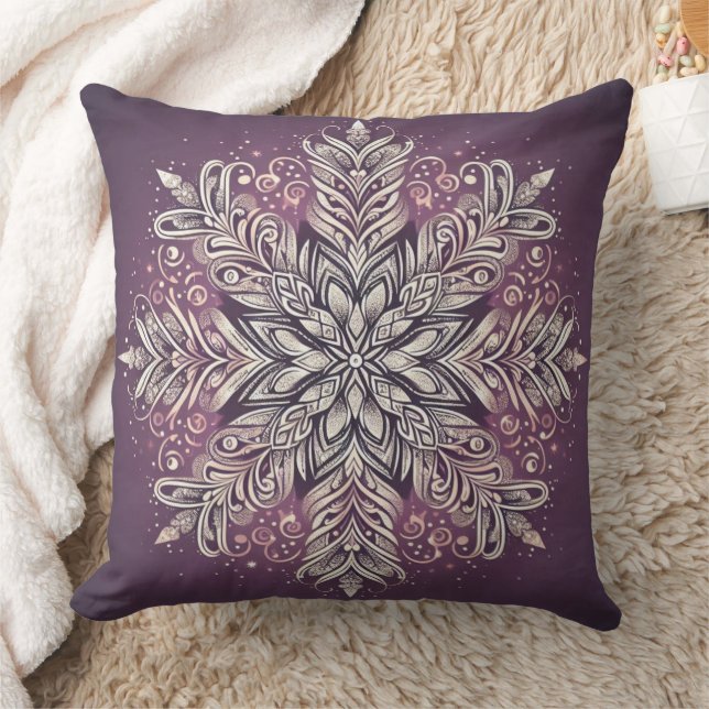 Intricate Snowflake Design Kudde (Filt)