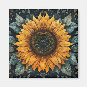 Intricate Solros Botanical Art Magnet