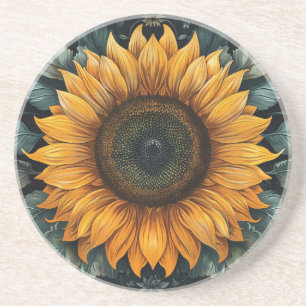 Intricate Solros Botanical Art Underlägg