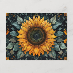 Intricate Solros Botanical Art Vykort