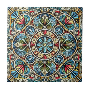 Intricate Stached Glass Mandala Kakelplatta