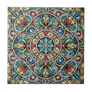 Intricate Stached Glass Mandala Kakelplatta