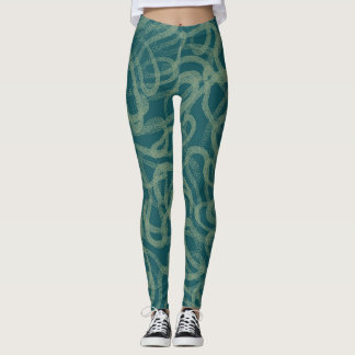 Intricate stippad struktur, turkos abstrakt pat leggings