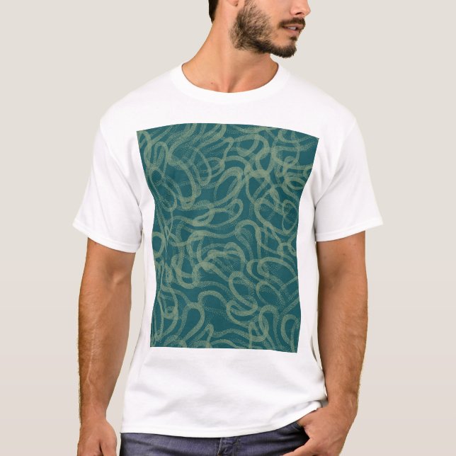 Intricate stippad struktur, turkos abstrakt pat t shirt (Framsida)