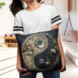 Intricate Taijitu Yin och Yang Contemporary Kudde