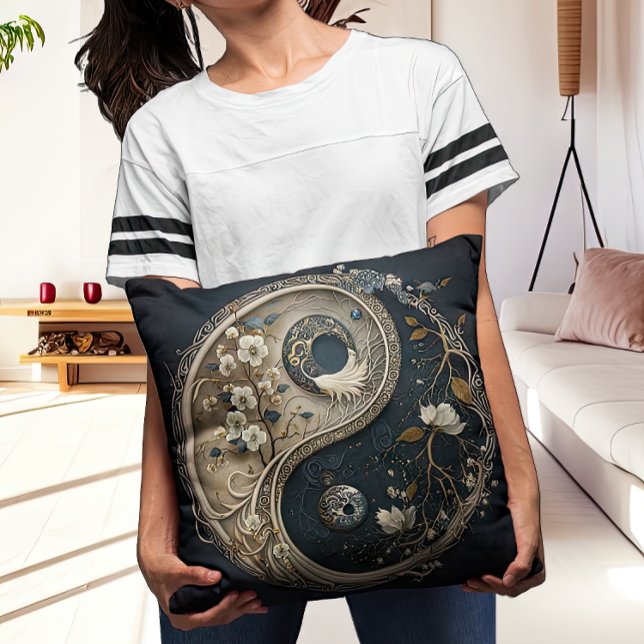 Intricate Taijitu Yin och Yang Contemporary Kudde (Skapare uppladdad)