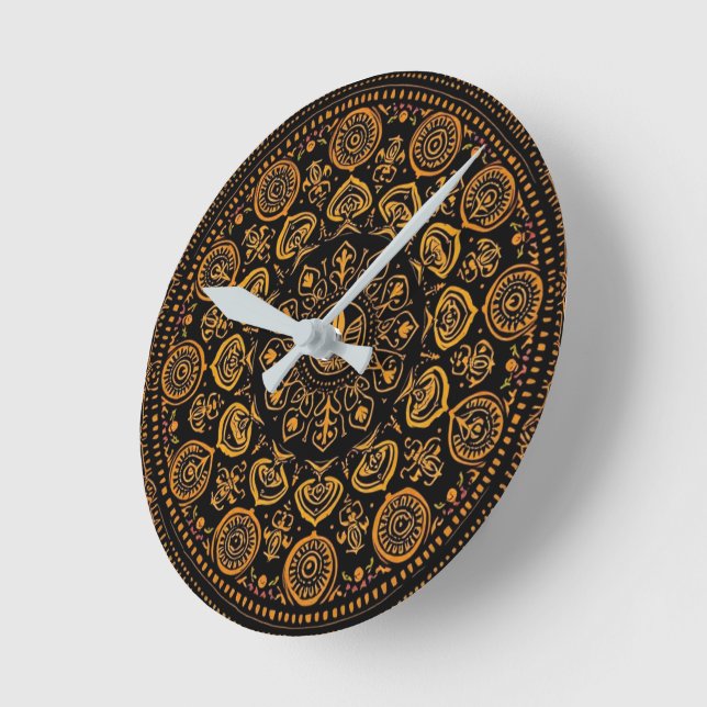 Intricate Traditional Warli Mandala Mönster Rund Klocka (Vinkel)