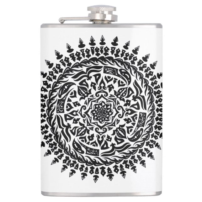 Intricate Tribal Mandala Sacred Geometry Flask Fickplunta (Framsidan)