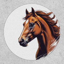 Intricate Vector Horse Head Patch - Bold Brown