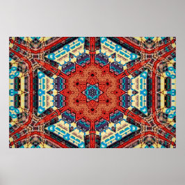 Intricate Vibrant Kaleidoscopic Starburst Mönster Poster