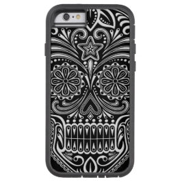 Intricate White and Black Sugar Skull