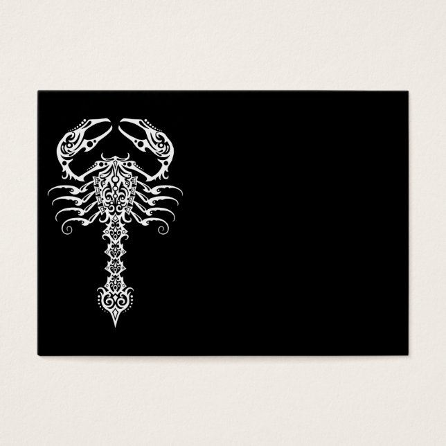 Intricate White Tribal Scorpion Visitkort (Framsidan)