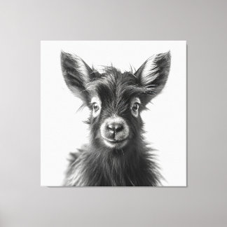 Intriguerande monokromatiskt Harmonious Baby Goat Canvastryck
