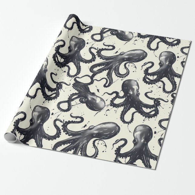Intriguering av Octopi Wrapping Papper Presentpapper (Utrullad)