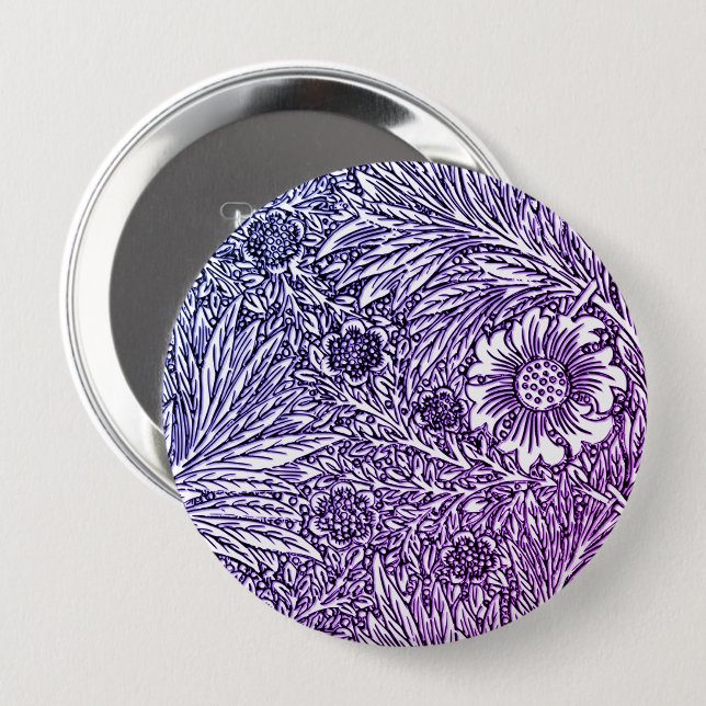 Intrikå Blommigt design i Lila Hues och White Knapp (Framsida & baksida)