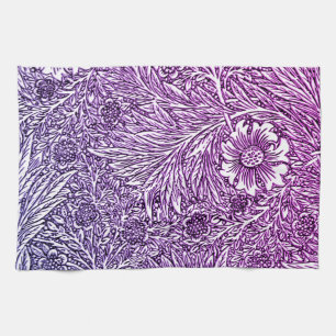 Intrikå Blommigt design i Lila Hues och White Kökshandduk