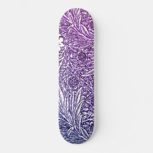 Intrikå Blommigt design i Lila Hues och White Mini Skateboard Bräda 18,5 Cm