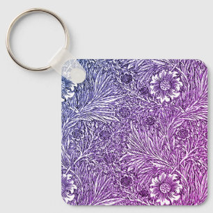 Intrikå Blommigt design i Lila Hues och White Nyckelring