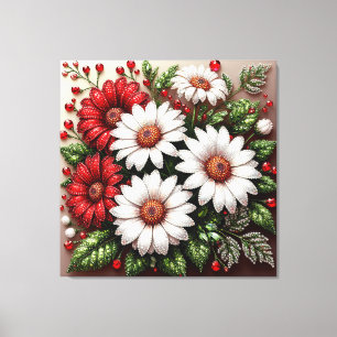 Intrikat ädelstensprydd blomdesign canvastryck