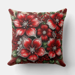 Intrikat ädelstensprydd blomdesign kudde