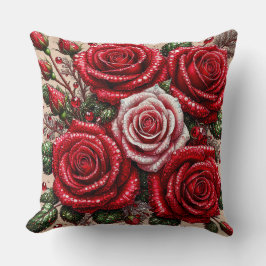 Intrikat ädelstensprydd blomsterdesign kudde