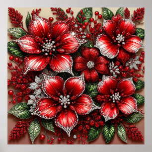 Intrikat ädelstensprydd blomsterdesign poster