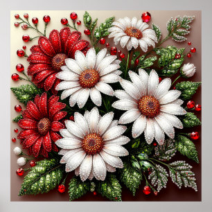 Intrikat ädelstensprydd blomsterdesign poster