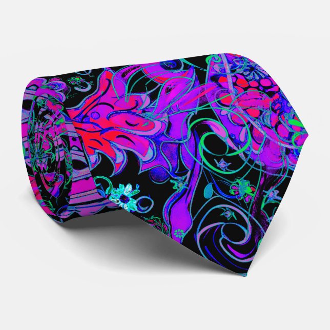 Intrikat Blå Lila Paisley Slips (Rullad)