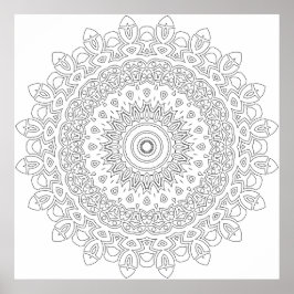 Intrikat Blommig Filigran Mandala Satsade Ringar Poster
