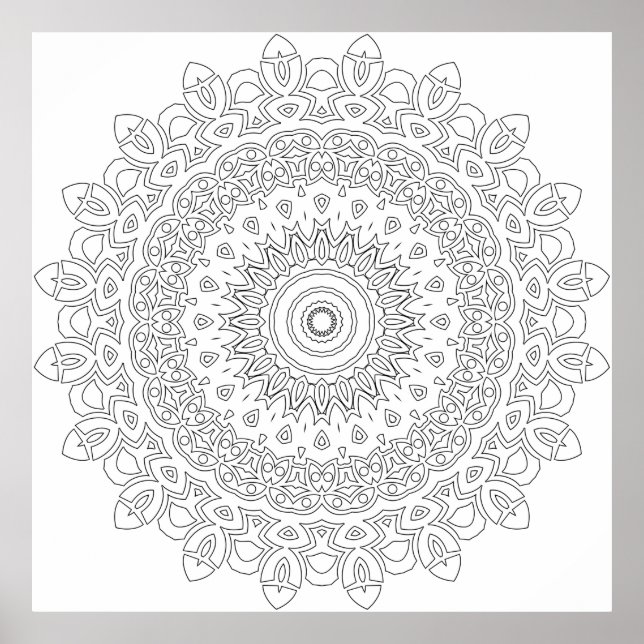 Intrikat Blommig Filigran Mandala Satsade Ringar Poster (Framsidan)
