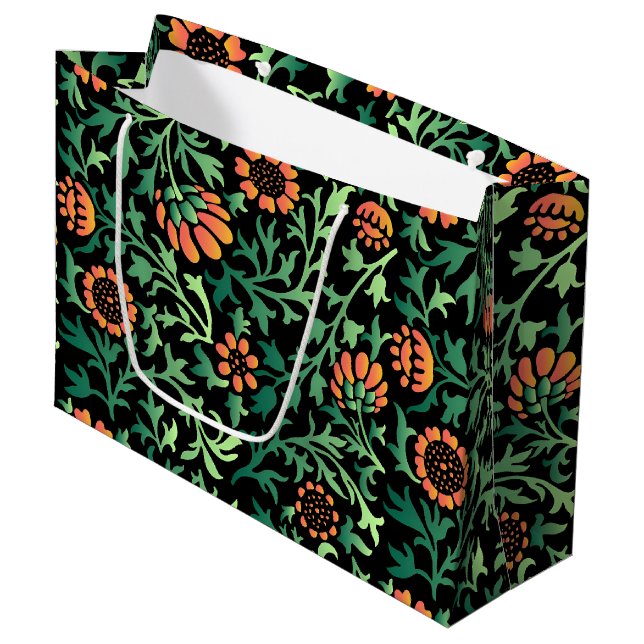 Intrikat blomster Mönster med gröna blad (Framsidan Vinklad)