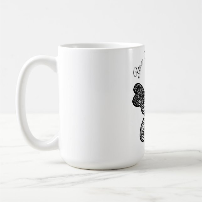 Intrikat Boho Mandala Fjäril Svart och Vitt A Kaffemugg (Vänster)