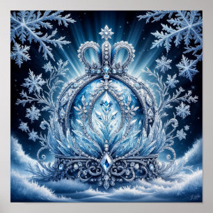 Intrikat Frosttäckt Krona Med Glittrande Ädelstena Poster
