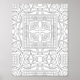 Intrikat geometrisk rullverksplattformsmandala kon poster