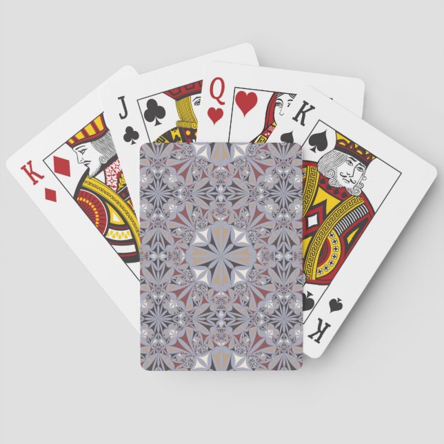 Intrikat gråskala blommig mandala-mönster anpassad casinokort (Baksidan)