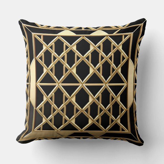 Intrikat gyllene geometriskt mönster kudde (Framsida)