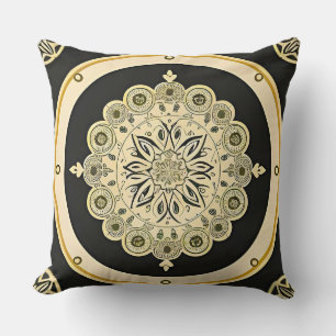Intrikat gyllene mandala-design kudde