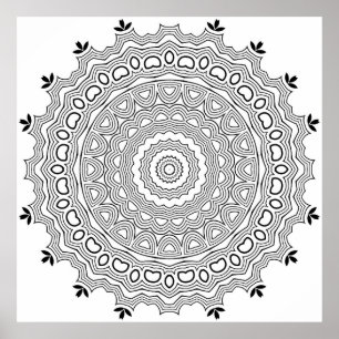 Intrikat hjärtmotiv Mandala Färgsida Konst Poster