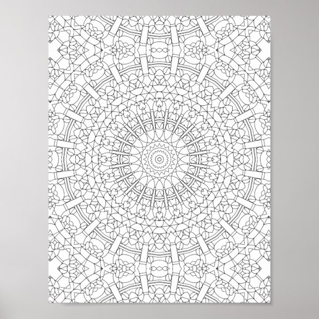 Intrikat Kalejdoskop Mandala Målarbild Poster (Framsidan)