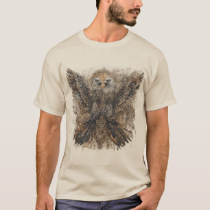 Intrikat konstverk med två örnar och utsmyckning t shirt