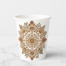 Intrikat Mandala Blommotiv Bruntoner Konst