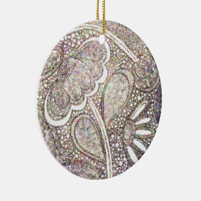 Intrikat mosaik blommönster julgransprydnad keramik (Höger)