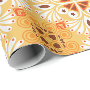 Intrikat orange och brunt geometriskt mönster presentpapper