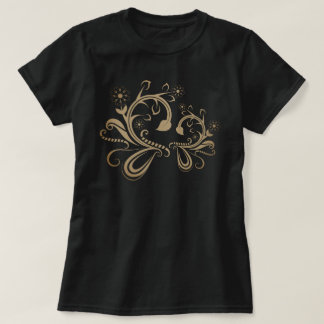 Intrikat Ornamentalt Blommotiv med Virvlande Blomm T Shirt