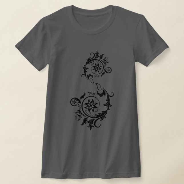 Intrikat Ornamentalt Mandala Blommotiv T Shirt (Laydown)